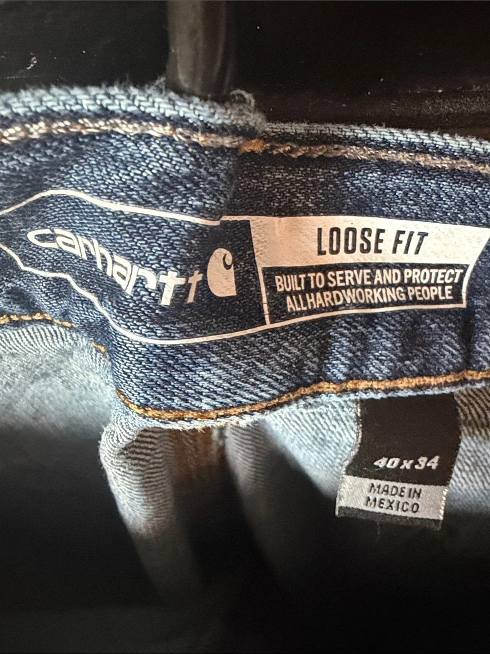 Carhartt Men's double front Medium Blue Relaxed Carpenter Jeans